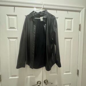 Abercrombie & Fitch Black Leather Shacket